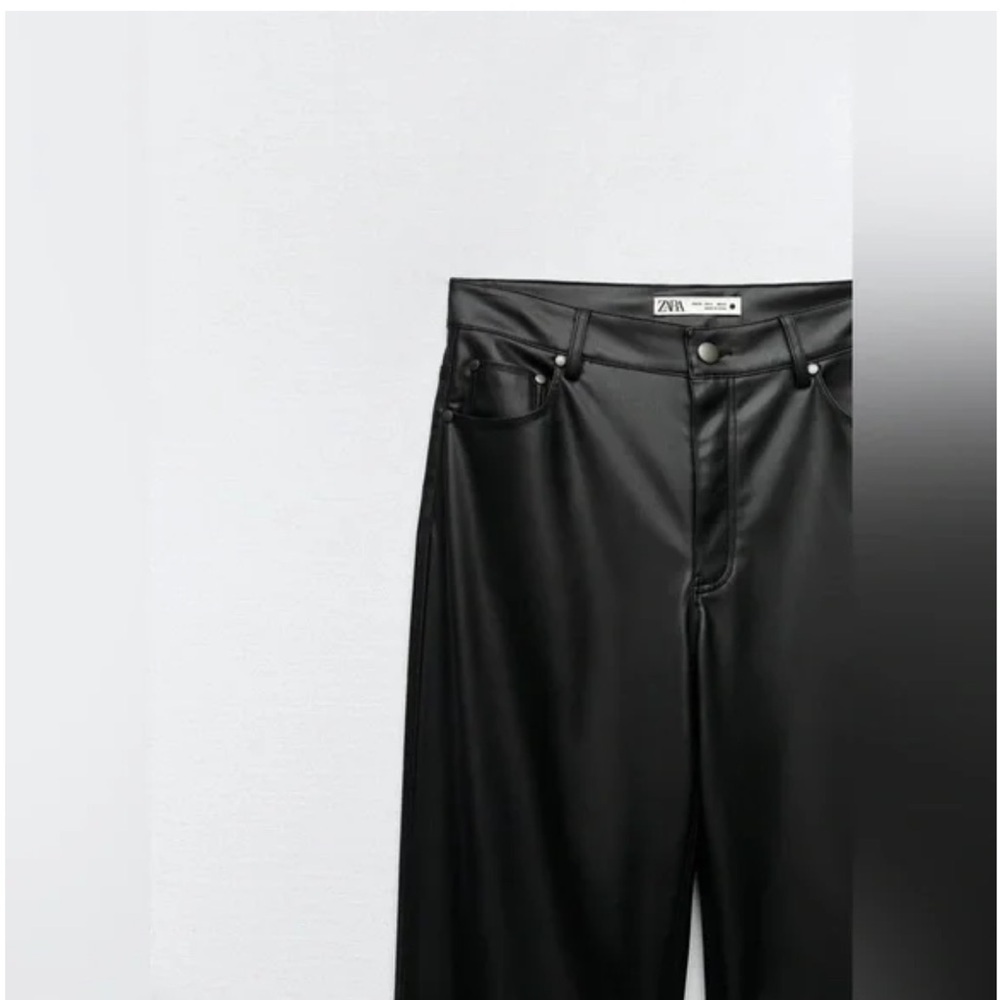 NWT Zara 90’s Wide Leg Faux Leather Trouser - Picture 5 of 7